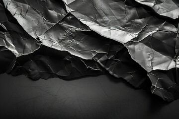 Poster - Abstract: Crumpled Dark Paper with Shadows - Texture and Contrast