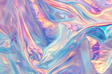 Poster - Iridescent fabric flowing a shimmering dance of rainbow hues catching the light