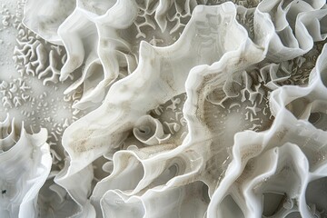 Poster - Abstract White Sculptural Forms with Intricate Patterns and Delicate Texture