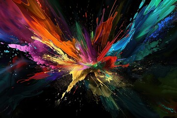 Poster - Colorful paint explosion against a black background vibrant and dynamic artwork