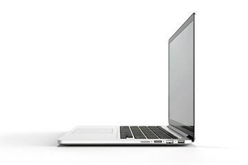 Poster - Sleek silver laptop presented in profile view against a pristine white backdrop