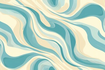 Poster - abstract swirling blue and cream pattern creates an interesting and soothing background