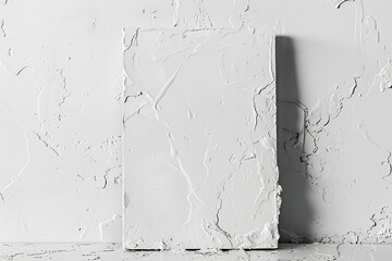 Poster - White textured board leaning against a textured wall creating an abstract background
