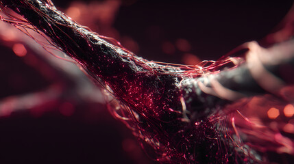 Poster - Intricate Neural Network: A mesmerizing image captures the complex beauty of a neural network, with its intricate structure and interconnected filaments bathed in a vibrant, internal glow.