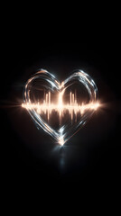 Poster - neon heartbeat: a glowing neon heart pulses with a vibrant rhythm, symbolizing life, love, and the u