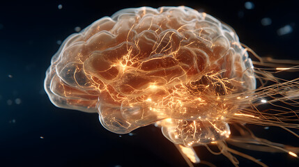 Poster - Brain's intricate Structure: The human brain, illuminated with intricate detail, showcasing the complexity of neural pathways in a captivating, glowing display.
