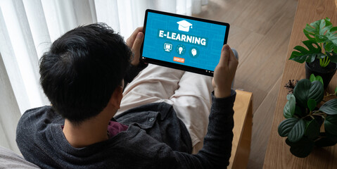 Poster - e-learning website with modish sofware for student to study online on the internet network