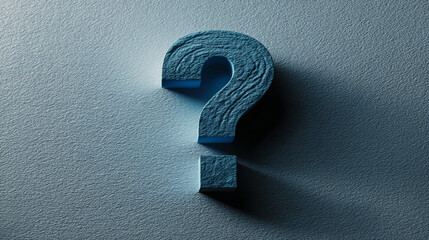 Poster - Blue textured question mark on a textured background, symbolizing inquiry, uncertainty, and the search for answers