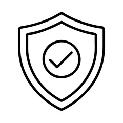 Poster - security shield with check mark icon for protection and verification concept vector graphic design