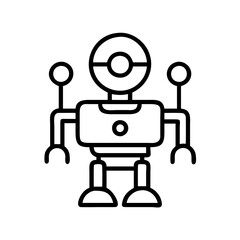 Poster - Illustration of cute robot vector drawing, mechanical robot character design concept outline icon
