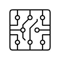 Poster - Circuit board technology electronics hardware component system engineering design schematic diagram vector icon line art