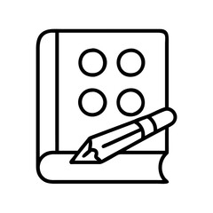 Poster - Illustration of a book with circles and a pencil for writing and drawing design ideas concept