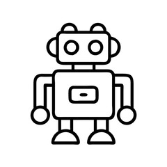 Poster - Robot outline vector illustration, cute cartoon robot character design for kids and technology concept