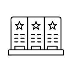 Poster - three buildings with stars vector icon architecture cityscape urban skyline building exterior
