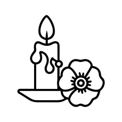Poster - Candle flower remembrance day poppy memorial day peace symbol line art vector illustration design