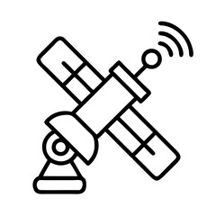 Poster - Satellite vector icon for space exploration and communication technology in modern outline design