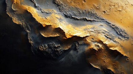 Wall Mural - Martian landscape, exhibiting geological formations, with contrasting colors and textures.