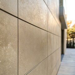 Poster - Textured wall surface in modern architecture during late afternoon sunlight