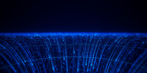 Poster - closeup of abstract data flow in cyber wormhole. quantum computing information vortex. digital singu