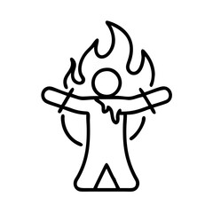 Poster - Burning man outline icon fire flames danger hot heat inferno silhouette bonfire person vector art