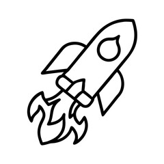 Poster - Rocket ship vector illustration, space travel, exploration, startup, line art, outline drawing design