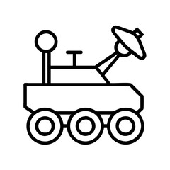 Poster - Outline drawing of a space rover vehicle for mars exploration and planetary science research mission