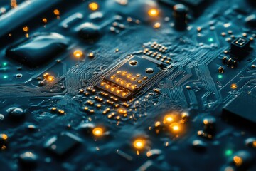 Leinwandbilder - Close-up of a circuit board showcasing intricate electronic components and pathways.