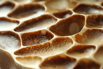 Leinwandbilder - Close-up of a honeycomb-like structure with rich brown and beige hues, showcasing intricate details and textures.
