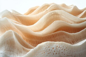 Aufkleber - Textured beige fabric draped in soft waves, creating an abstract landscape.