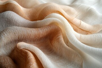 Aufkleber - Soft, flowing fabric in ombre shades of beige and brown, showcasing its luxurious texture.