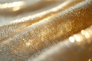 Poster - Close-up of shimmering gold fabric, luxurious texture, soft light.