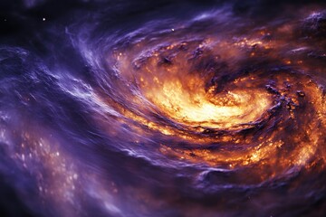 Aufkleber - A swirling cosmic vortex of fiery orange and deep purple hues, depicting a vibrant nebula or galaxy.