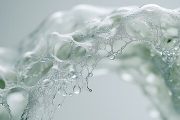Poster - Intricate network of bubbles, delicate foam structure, airy and ethereal texture, water droplets clinging.