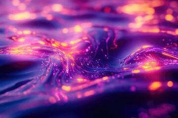 Poster - Abstract image of vibrant purple and orange liquid with glowing, swirling patterns.