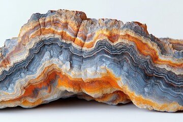 Aufkleber - Striking banded agate displays vibrant layers of orange, grey, and white, showcasing nature's intricate artistry.