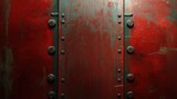 Weathered red metal texture background with rusty bolts and grungy details