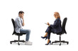 © Ljupco Smokovski - Man and woman at work sitting in office chairs