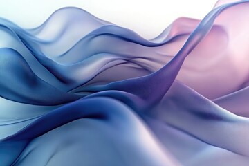 Fototapete - Abstract image of flowing, translucent fabric in shades of blue and purple, creating a soft, ethereal effect.