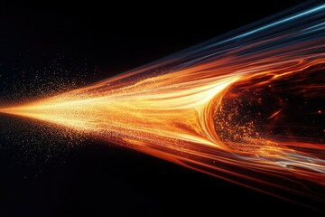 Poster - A fiery, glowing stream of light streaks across a dark background, resembling a cosmic event or energy surge.