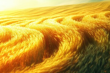 Leinwandbilder - Golden wheat field gently swaying in the warm sunlight, a picturesque summer harvest scene.