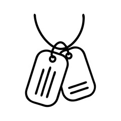 Poster - Outline drawing of military dog tags army soldier identification necklace identity pendant uniform