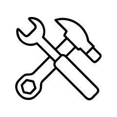Poster - Hammer and wrench tools vector icon construction repair equipment maintenance service instrument symbol