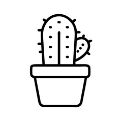 Poster - Cactus plant in pot vector illustration desert botanical outline drawing succulent icon simple design