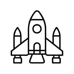 Poster - Rocket ship vector illustration, space exploration and travel, spaceship outline icon design concept