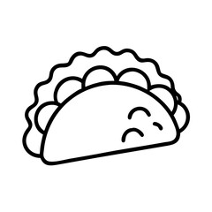 Poster - Cute taco outline drawing vector illustration for mexican food lovers and design projects
