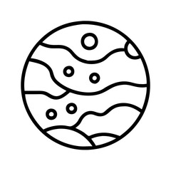 Poster - Planet illustration vector graphic of space object with craters and wavy lines in outline style