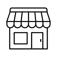 Poster - Outline store front shop building market place commercial business facade architecture design vector icon