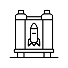 Poster - Rocket launch pad vector icon illustration for space exploration and science technology design