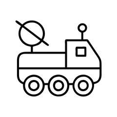 Poster - Isolated vector outline illustration of a lunar rover vehicle space exploration mission concept