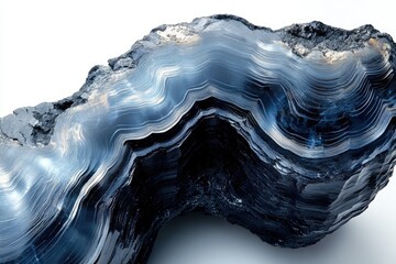 Poster - A mesmerizing blue banded hematite displays intricate layers and textures, showcasing nature's artistry.